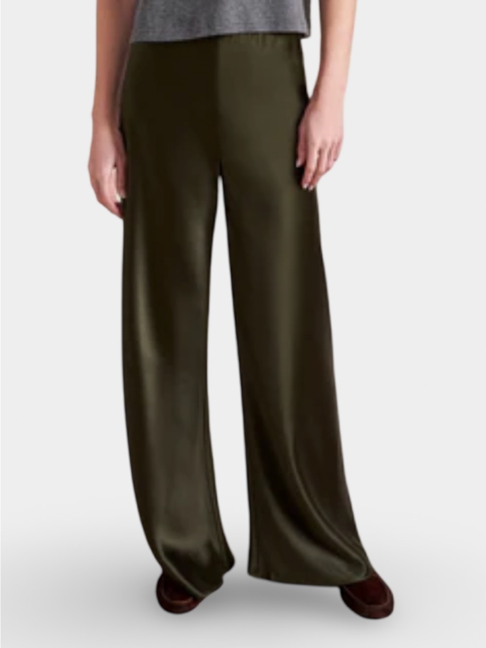 La Ligne Colby Olive Satin
 Wide-Leg Pants
